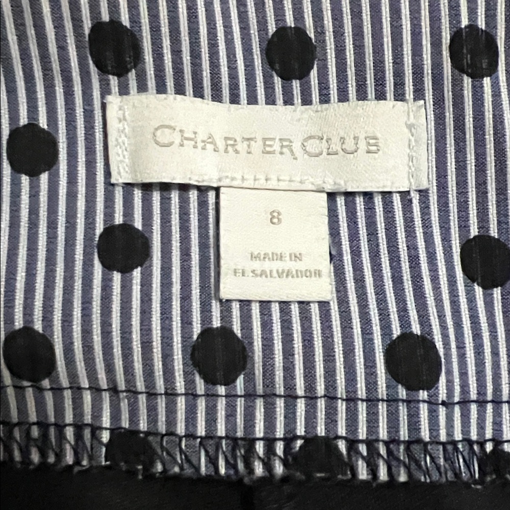Charter Club Polka Dot Athletic Skort Size 8 Navy Athleisure Coastal Nautical - Picture 2 of 8